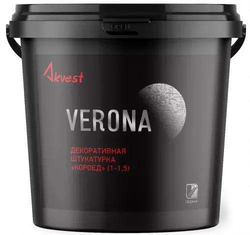 Verona (Верона) - декоративная штукатурка «мелкий короед» (фракция 1 - 1.5 мм) Akvest