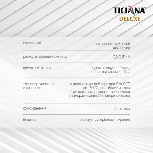 Fondo 1 - грунт-краска под декоративные покрытия база "А" влагостойкая TICIANA DELUXE