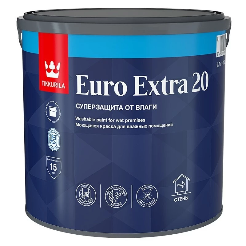 Краска для влажных помещений EURO EXTRA 20 п/мат 0.9 л.