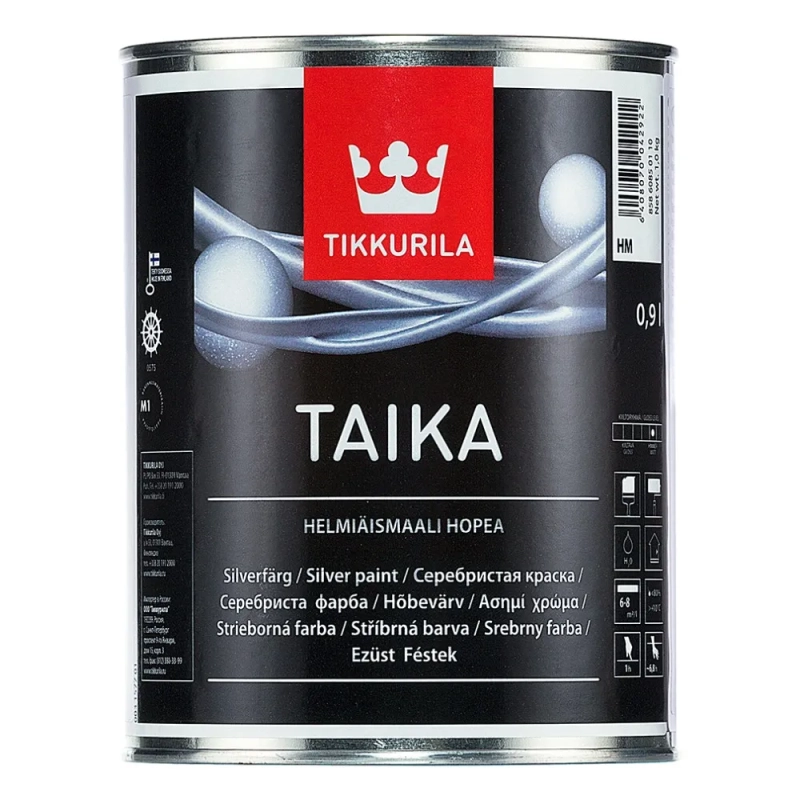 Краска перламутровая TAIKA HM/KM серебро/золото полуглянцевая 0,9л Тиккурила